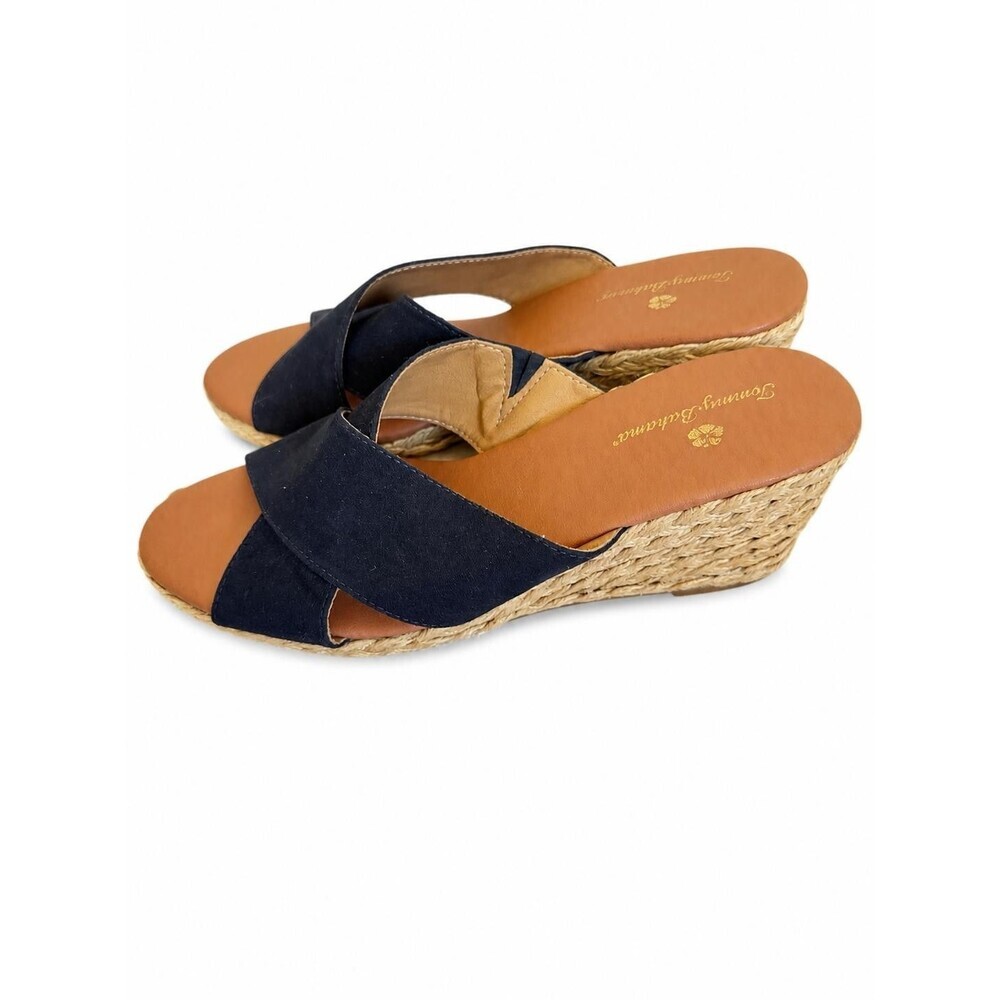 Tommy Bahama Womens Stacey Navy Blue Espadrille Wedge Slide Sandals Size 8.5
